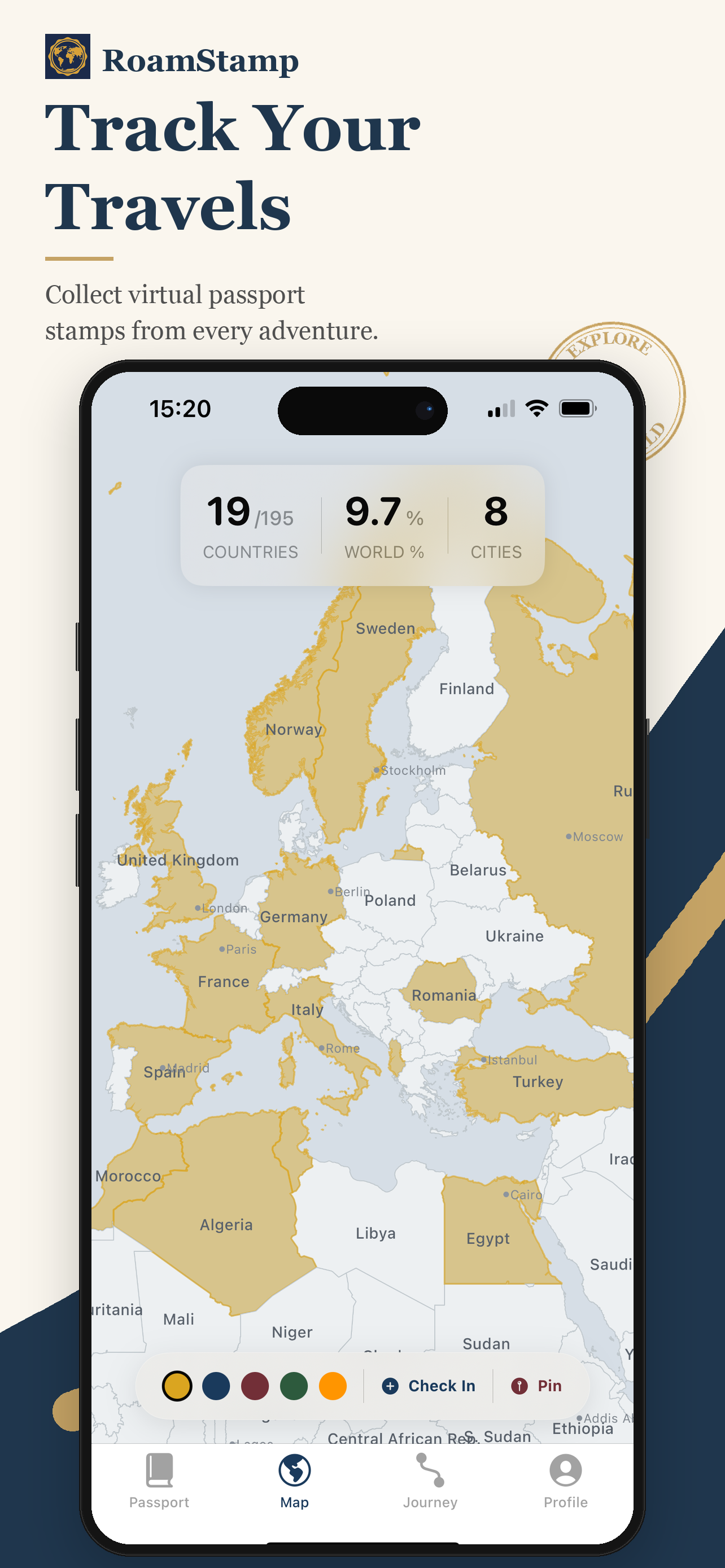 RoamStamp App Interface 1