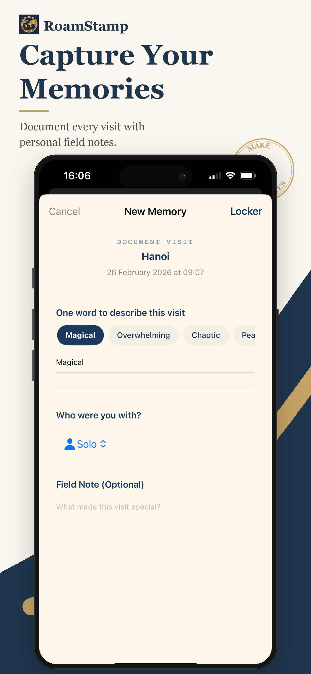 RoamStamp App Interface 7